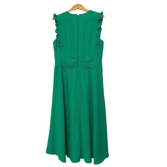 Maggy London Bubble Crepe Midi Dress in Green Size 16 - Picture 3 of 5